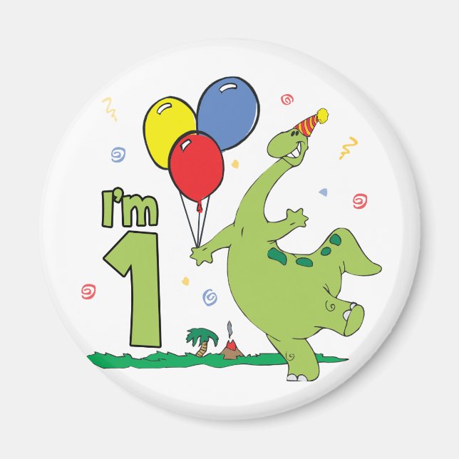 Dino First Birthday Magnet (Front)