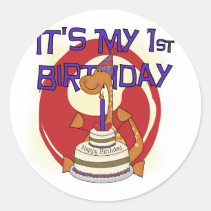 Dino First Birthday Tshirts and Gifts Classic Round Sticker
