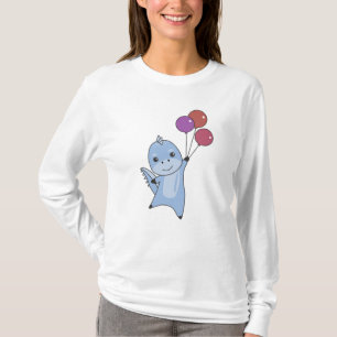 Dino Flies With Balloons Cute Animals Dinosaurs T-Shirt