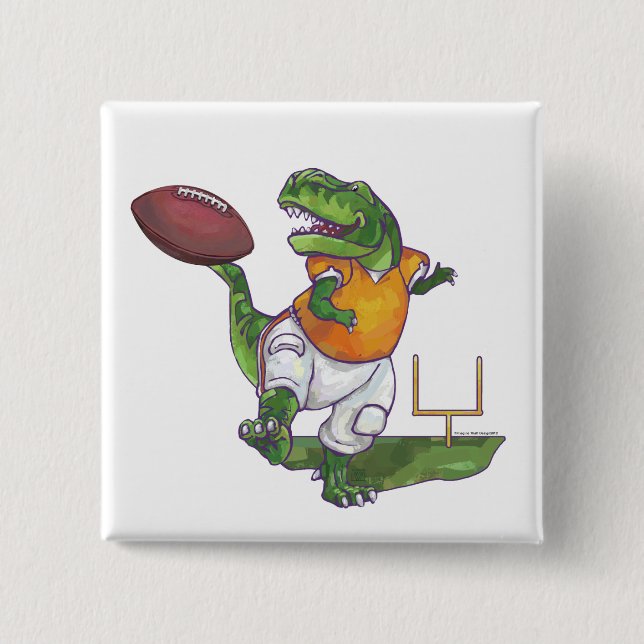 Dino Football Player 15 Cm Square Badge (Front)