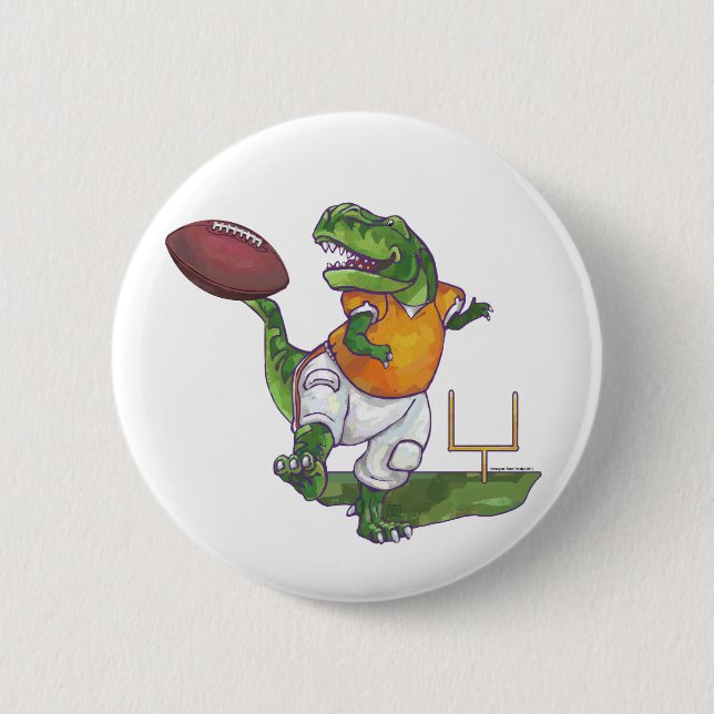 Dino Football Player 6 Cm Round Badge (Front)