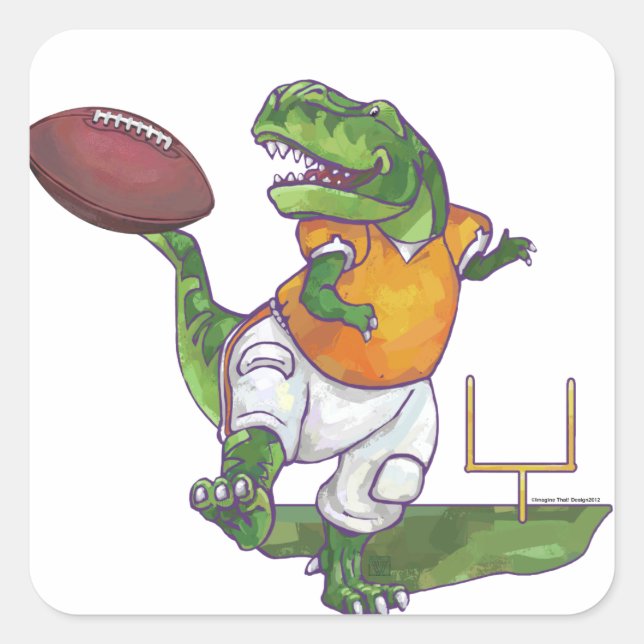 Dino Football Player Square Sticker (Front)