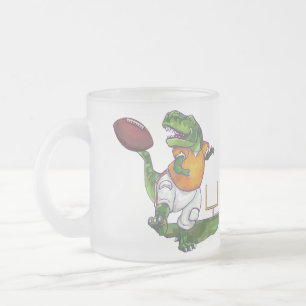 Dino Football Star Frosted Glass Coffee Mug