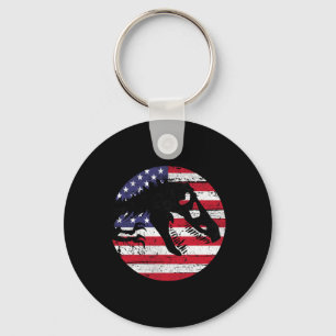 Dino Fossi Usa Flag Patriotic Dinosaur T-rex 4th O Key Ring