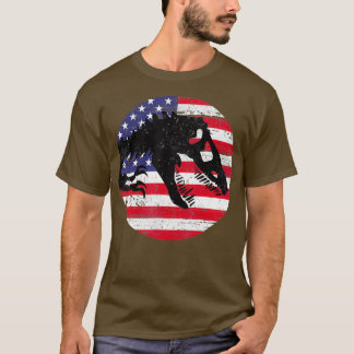 Dino Fossi USA Flag Patriotic Dinosaur T-Rex 4th T-Shirt