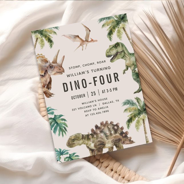 Dino-Four Dinosaur 4th Birthday Invitation (Creator Uploaded)