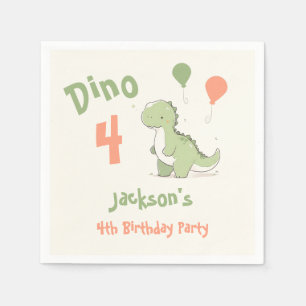 Dino Four Dinosaur 4th Birthday Party Napkin