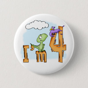 Dino Fun 4th Birthday 6 Cm Round Badge