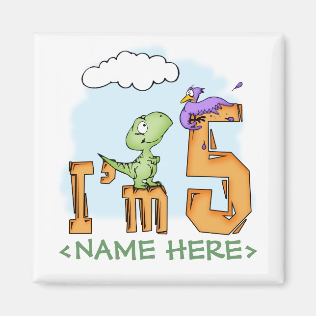 Dino Fun 5th Birthday Magnet (Front)