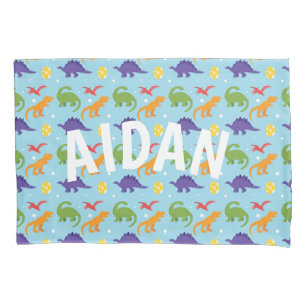 Dino Fun Kids Red Orange Green Purple Pillowcase