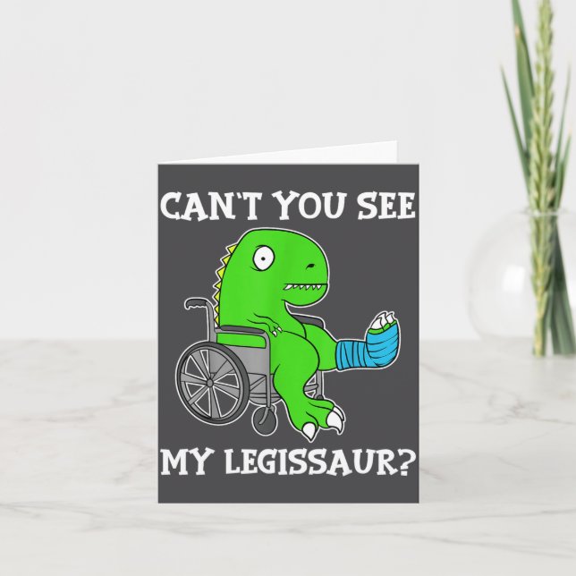 Dino Funny Get Well Broken Leg Gift Dinosaur With  Card (Front)