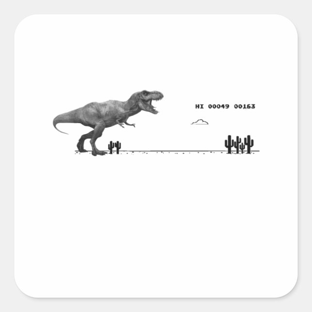 Dino Game Play - T-rex Square Sticker (Front)