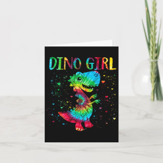 Dino Girl Dinosaur Lover Tie Dye Cute T-rex Hallow Card