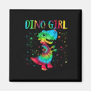 Dino Girl Dinosaur Lover Tie Dye Cute T-rex Hallow Magnet
