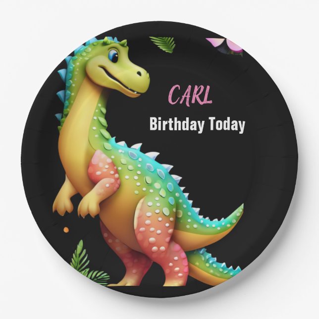 dino girl paper plate (Front)