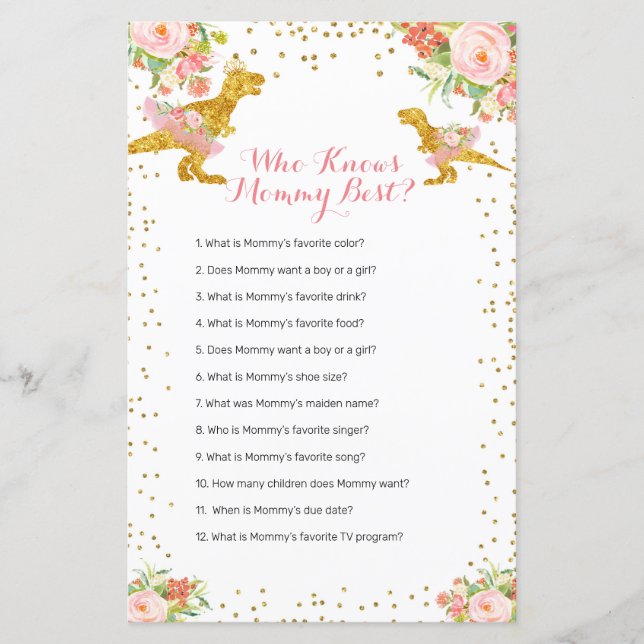 Dino Girl Pink Gold Who Knows Mummy Best (Front)