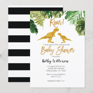 Dino Greenery oh baby baby shower invitation