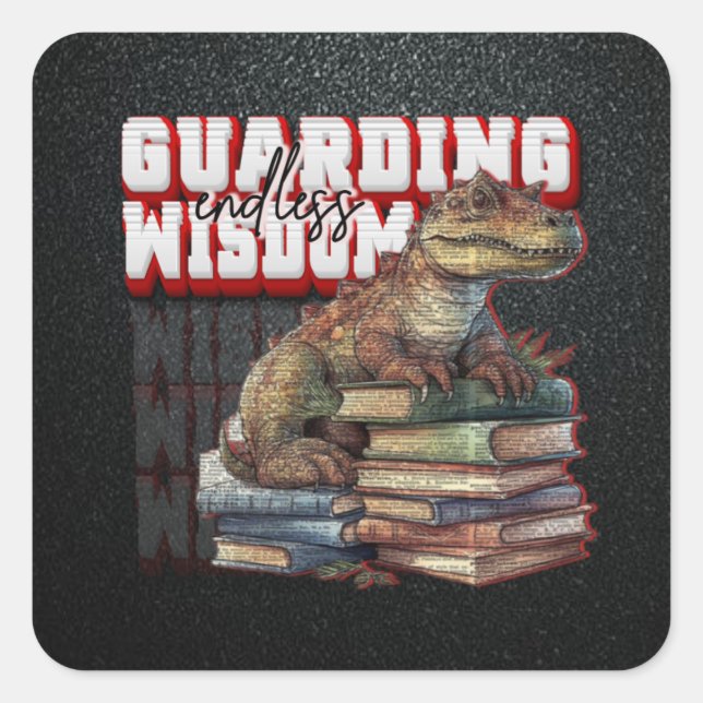 Dino - Guarding Endless Wisdom  Square Sticker (Front)