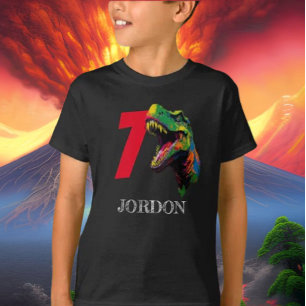 Dino Happy 7th Birthday T-Shirt