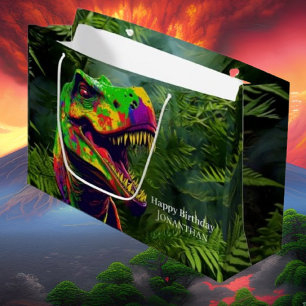 Dino happy Birthday kids Jungle Large Gift Bag