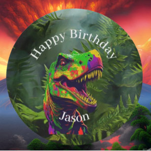Dino happy Birthday kids Jungle  Paper Plate