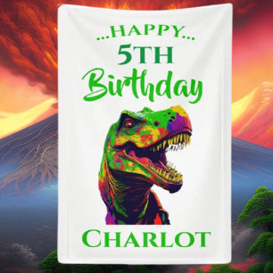 Dino Happy T- Rex birthday Banner