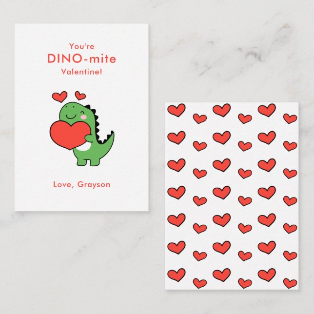 Dino Heart Personalised Valentine's Day Card (Front/Back)