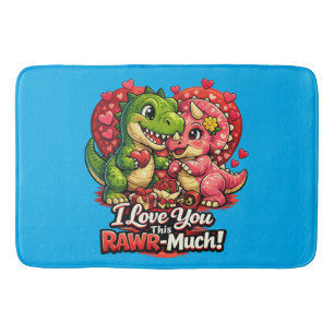 Dino Hearts Rawr Much Valentine,Couple Anniversary Bath Mat