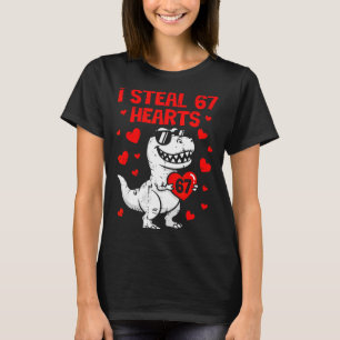 Dino Holding Heart I Steal 67 Hearts Funny Six Sev T-Shirt