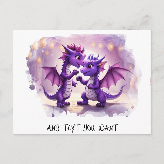 *~* Dino Invite Dance AP48 PHOTO Dragon Postcard (Front)