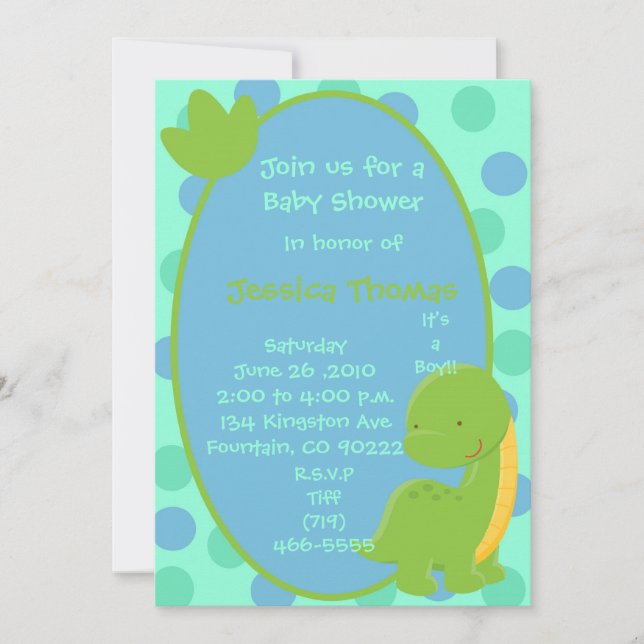 dino, Join us for aBaby Shower, In honour of, Je.. Invitation (Front)