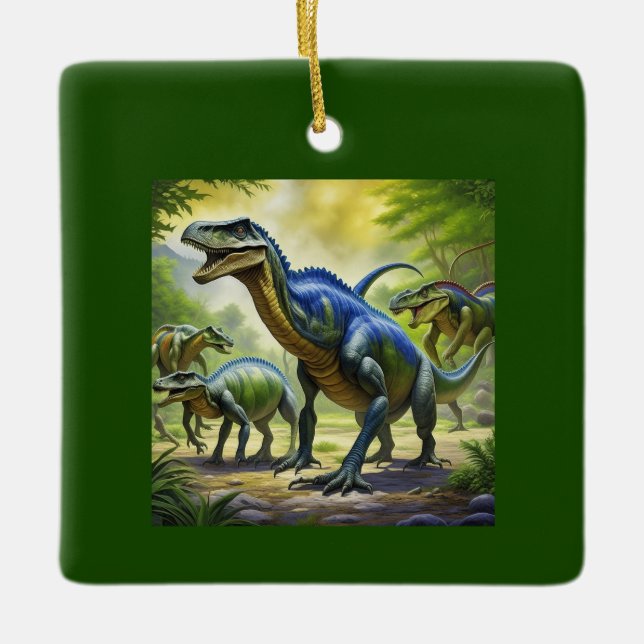 Dino Jungle Adventure Throw Pillow Ceramic Ornament (Front)
