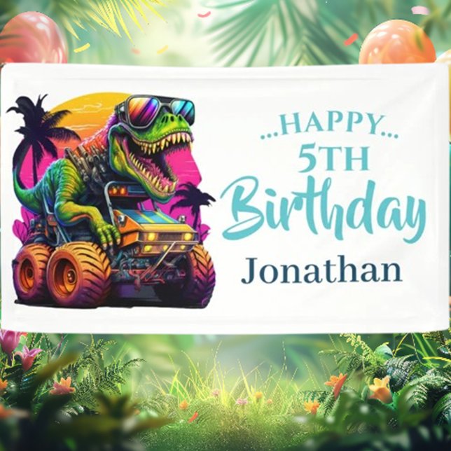 Dino Jurassic Jungle kids Birthday Blue Banner (Dino Jurassic Jungle kids Birthday Blue Banner)