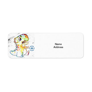 Dino Kicking A Soccer Return Address Label
