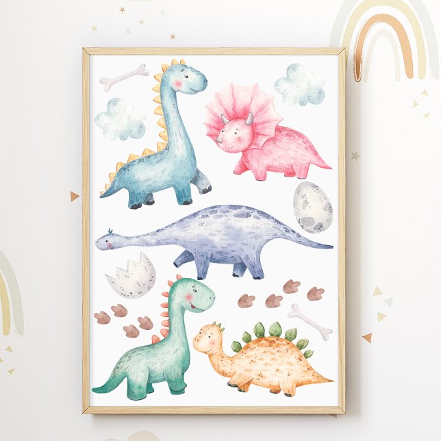 Dino Kids Room Print Colourful Dinosaurs Poster (Creator Uploaded)