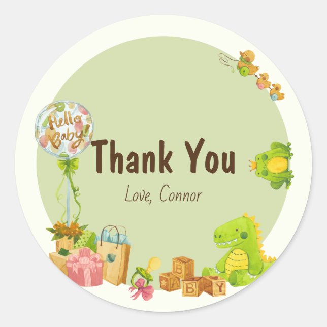 Dino kids toys birthday party  classic round sticker (Front)