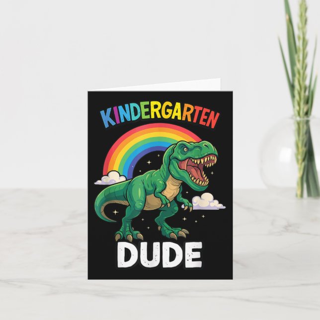 Dino Kindergarten Birthday Third Dinosaur Back To  Card (Front)