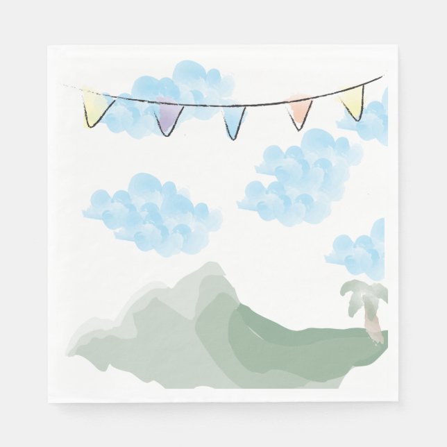 Dino Landscape Birthday Party Napkin (Front)