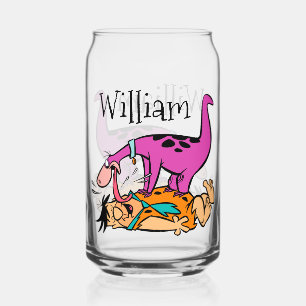 Dino Licking Fred Flintstone Can Glass