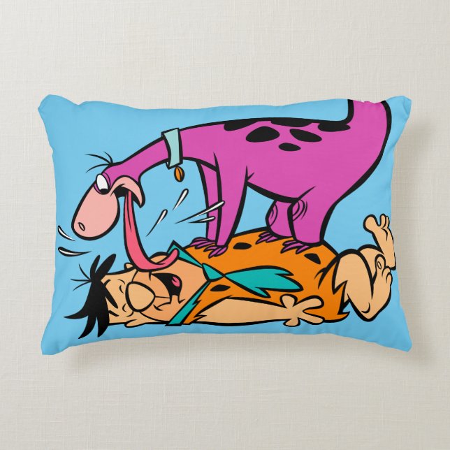 Dino Licking Fred Flintstone Decorative Cushion (Front)