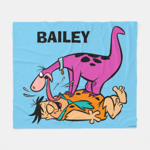 Dino Licking Fred Flintstone Fleece Blanket