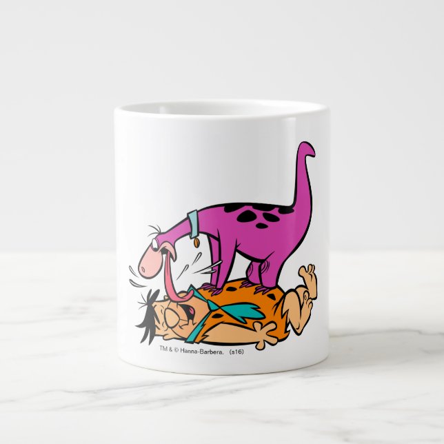 Dino Licking Fred Flintstone Large Coffee Mug (Front)