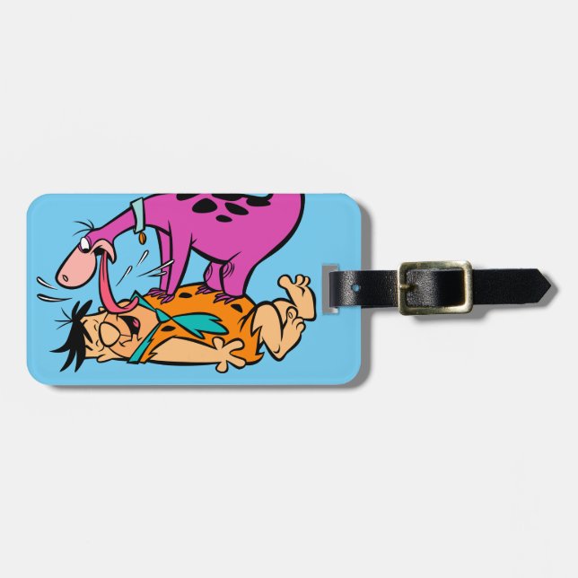 Dino Licking Fred Flintstone Luggage Tag (Front Horizontal)