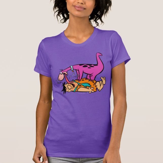 Dino Licking Fred Flintstone T-Shirt (Front)