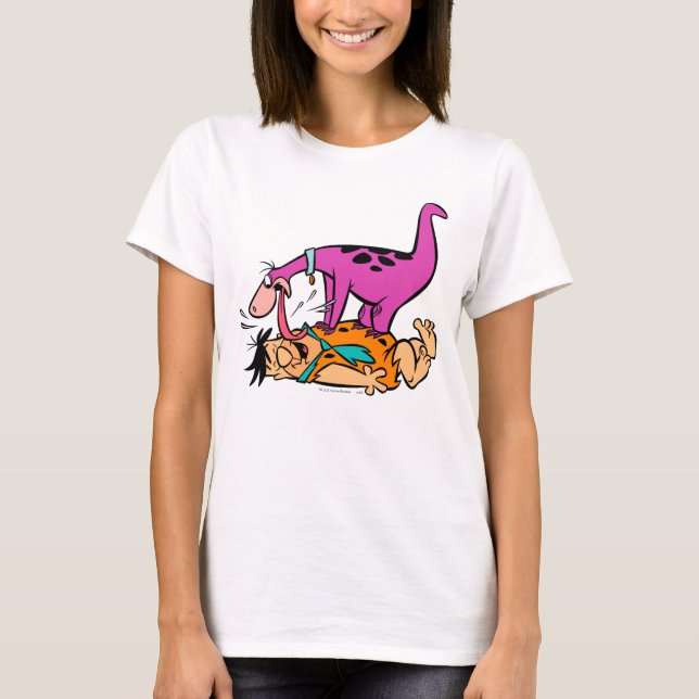 Dino Licking Fred Flintstone T-Shirt (Front)
