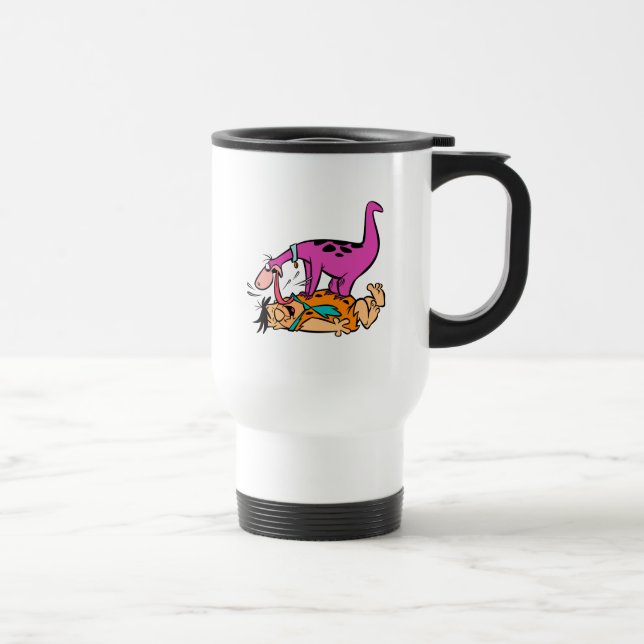 Dino Licking Fred Flintstone Travel Mug (Right)