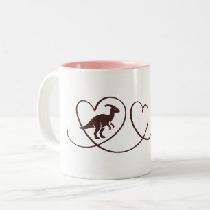 Dino Liebe – Herzlinien Parasaurolophus Two-Tone Coffee Mug