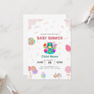 Dino Lolipop babyshower card