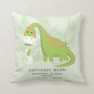 Dino Love Baby Boys Birth Stats Pillow