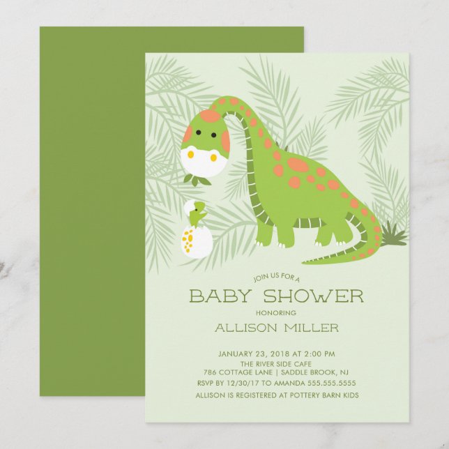 Dino Love Boys Baby Shower Invitation (Front/Back)